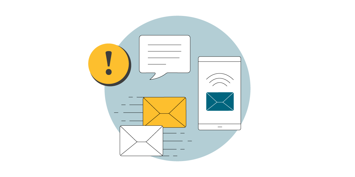 Emails and message icons.